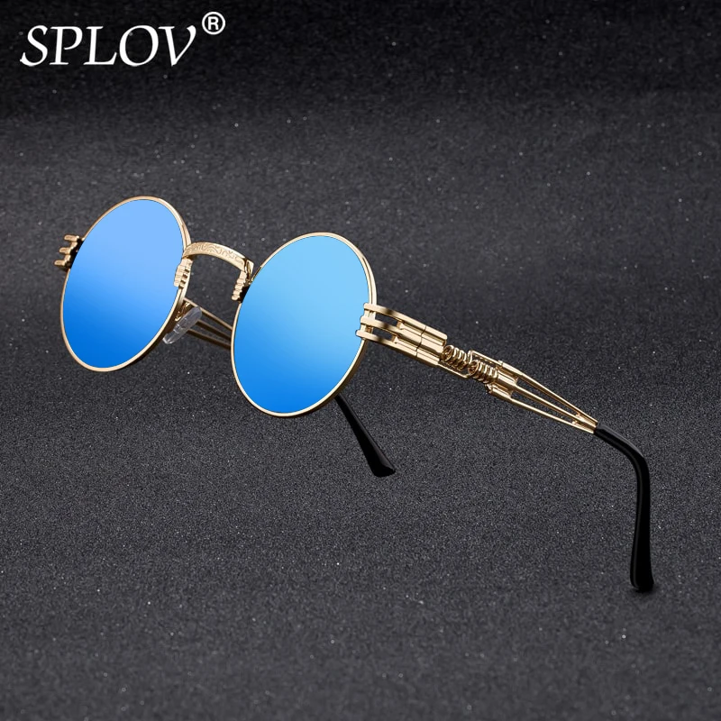 

New Fashion Polarized Sunglasses for Men and Women Retro Steampunk Round Metal Frame Double Spring Leg Colorful Shades UV400