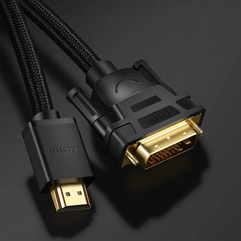 Ugreen HDMI к DVI DVI-D 24+ 1 pin адаптер 3D 4K DVI Мужской к HDMI Мужской конвертер кабель для lcd DVD HDTV xbox hdmi кабель 2 м 3 м