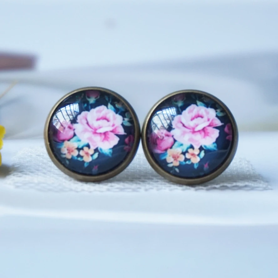 flower earring Fashion handmade 12 mm retro vintage cute lovely stud