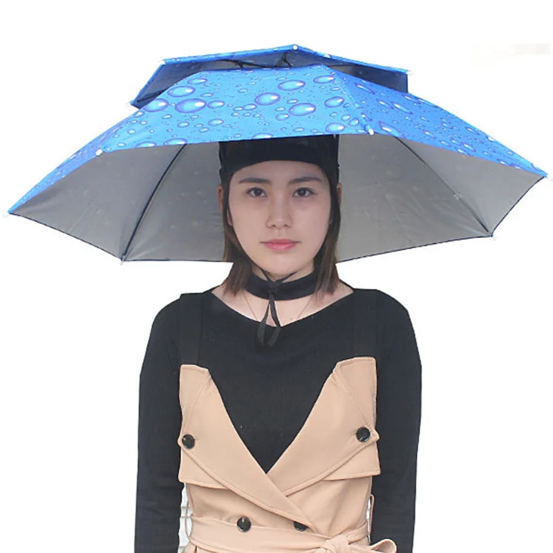 

Foldable Fishing Hat Headwear Umbrella Double Layer Windproof Cap for Fishing Hiking Camping WHShopping