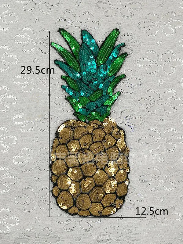 

1pcs Sequined Patch Big Applique Pineapple Patches Stickers for clothes Jacket DIY Craft Decoration