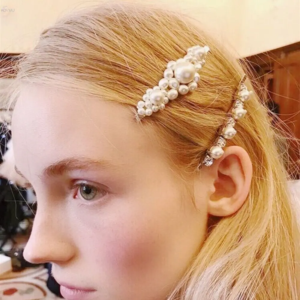 

New Fashion Women Pearl Hair Clip Snap Hair Barrette Stick Hairpin Hair Styling Accessories For Women Girls Dropshipping