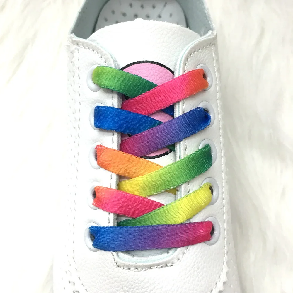 AHKUCI 10 пар 8 мм Цветные цветные радужные спортивные кроссовки плоские шнурки
