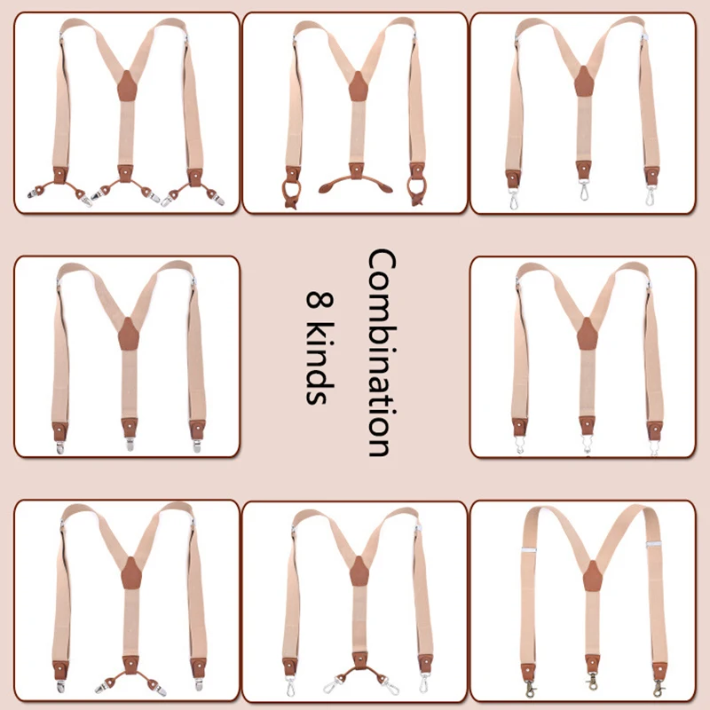 Deepeel 1 комплект 3,5X125 см деловые мужские подтяжки роскошный мульти-набор костюм 3/6 зажимы подтяжки DIY ремешок из натуральной кожи для подарка