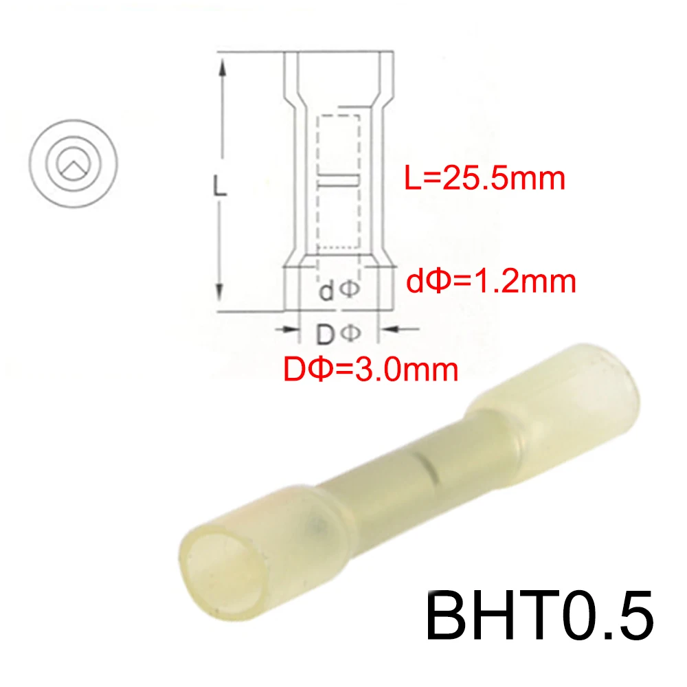 BHT0.5 BHT1 BHT2 BHT5 термоусадочный водонепроницаемый Средний разъем терминал нейлон латунь терминал 20 шт. BHT Храповые плоскогубцы