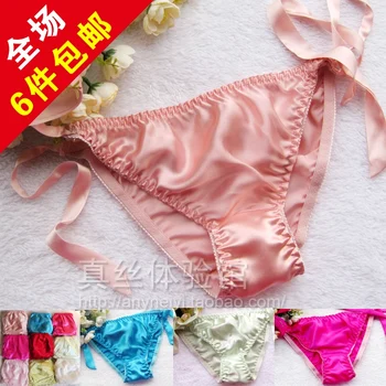 

Silk panties female silk thong lacing women's briefs natural 100% silk sexy