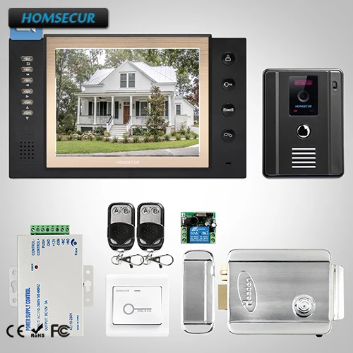 

HOMSECUR 8" Wired Video&Audio Smart Doorbell Electric Lock+Keys Included TC011-B + TM801R-B