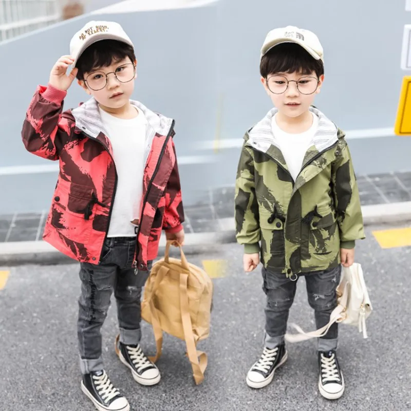 COOTELILI Hooded Kids Boys Jacket Windproof Outerwear & Coats Camouflage Baby Boys Coat Fashion Spring Children Clothing  (8)