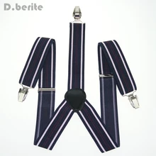 Темно-синие подтяжки в красно-белую полоску, мужские Регулируемые подтяжки на застежке, подтяжки унисекс для взрослых галлус для свадебной вечеринки BD906