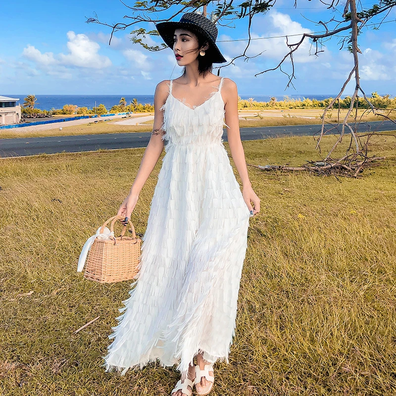 YOSIMI 2019 Summer Women Beach Dress Maxi Long Holiday White Dress V-neck Sleeveless Backless Sexy Lady Strap Bohemian Dresses