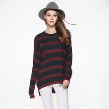 

2018 Hot O Neck Women Sweaters Fashion Autumn Winte Sweater Women Hedging Loose Pullover Striped color Sweater