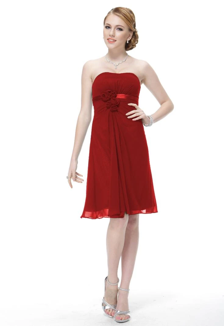 New Simple A Line With Handmade Flowers Chiffon Bridesmaid Dresses Under 100 Strapless Backless White Red Short Bridesmaid Dress Dress Mix A Line Flower Girl Dressa Line Wedding Dresses With Sleeves Aliexpress