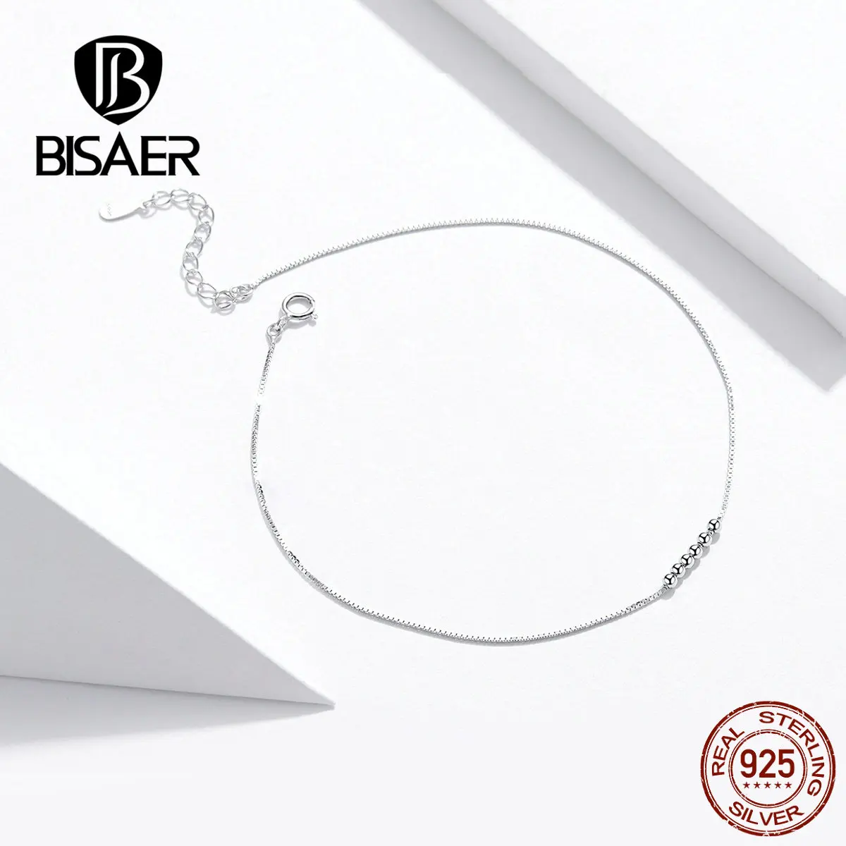 Bisaer Hot Sell Real 925 Sterling Silver Spiral Stacked Beads Pendants Anklet Footwear Leg Bracelets Trendy Accessories GXT007 Bisaer Hot Sell Real 925 Sterling Silver Spiral Stacked Beads Pendants Anklet Footwear Leg Bracelets Trendy Accessories GXT007