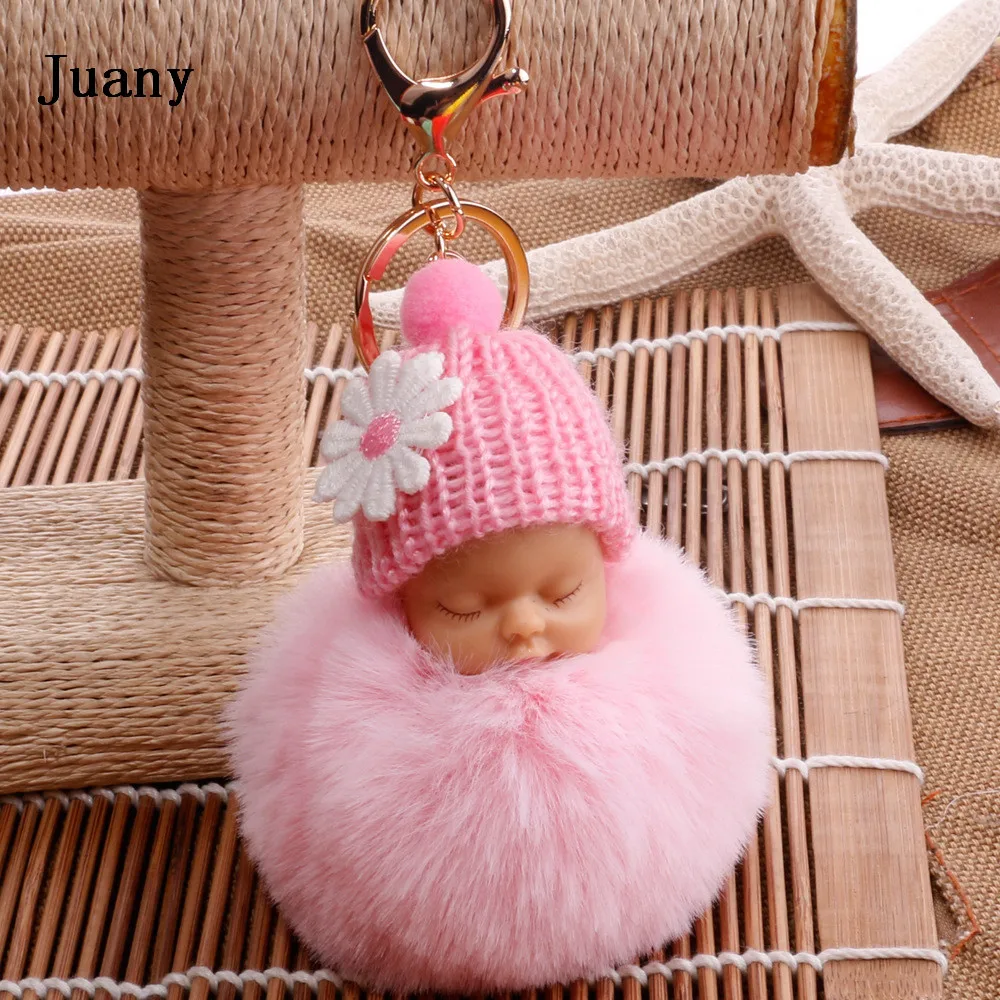 

fake Fur Pom Pom Key Chain Women Trinket Car Key Ring Keychain Jewelry Gift fluffy keychain on bag