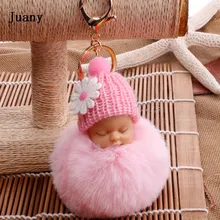 fake Fur Pom Pom Key Chain Women Trinket Car Key Ring Keychain Jewelry Gift fluffy keychain on bag