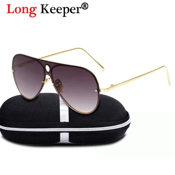 

Long Keeper Women Oversized Sunglasses Retro Vintage Oval Glasses Men Coating Mirrors Unisex Rimless Gradient Eyewears UV400