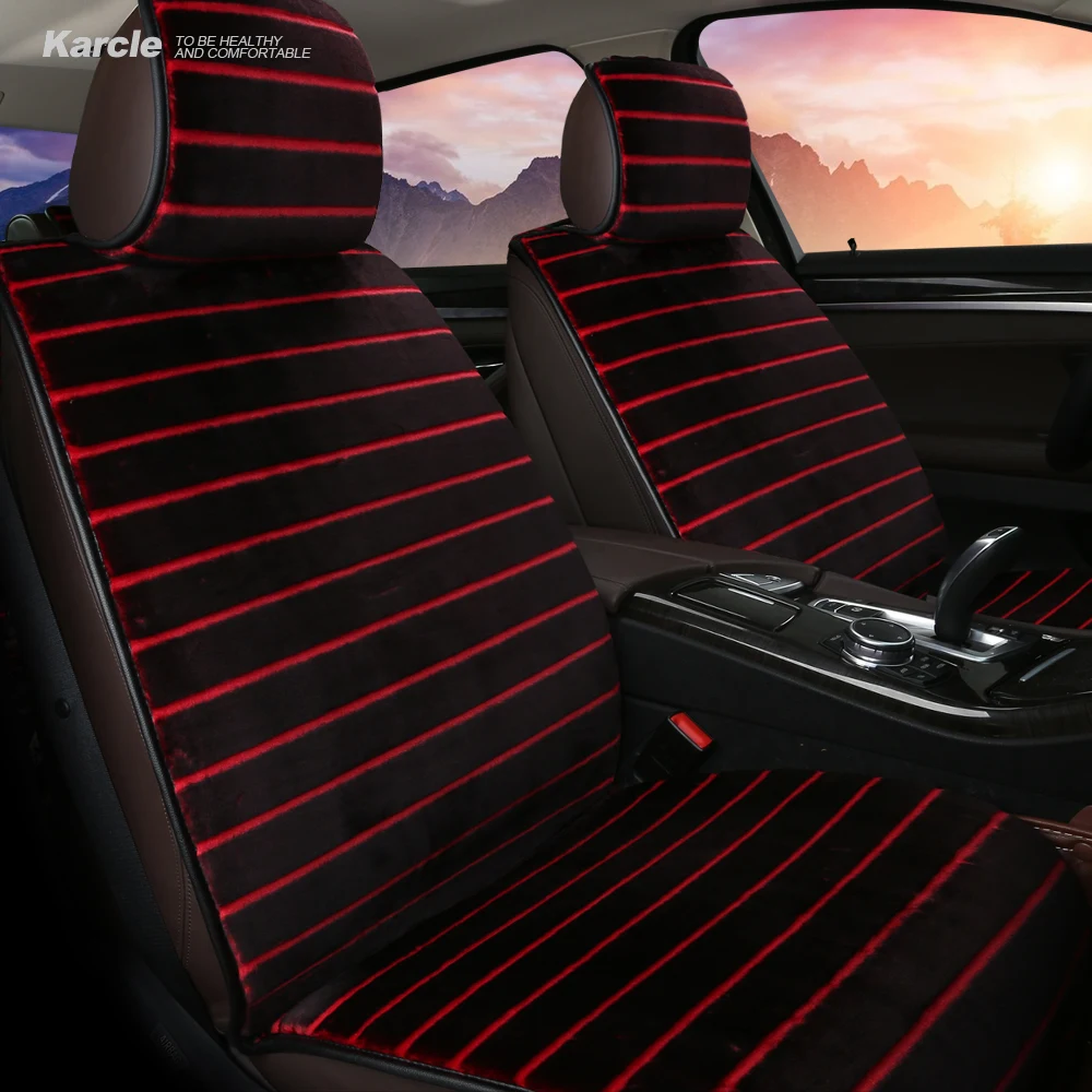 Karcle Thicken Velvet Seat Cover Kit for Winter Soft Plush Front&Rear