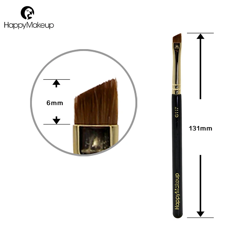 

Happy Makeup Brushes Angled Eye Brow Eyebrow Brush Professional Cosmetic Bevel Liquid Eyeliner Brush Natural Weasel Hair 1pcs