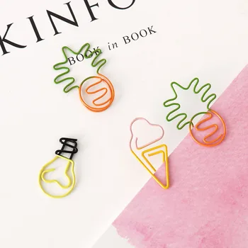TUTU 10 pcs/lot Creative Kawaii pineapple ice cream bulb Shaped Metal Paper Clip Bookmark Stationery Escolar Papelaria H0281 2