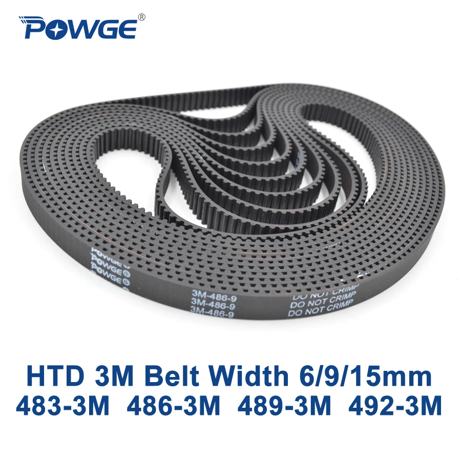 Зубчатый ремень POWGE HTD 3M C = 483 486 489 492 ширина 6/9/15 мм зубья 161 162 163 164 HTD3M синхронный 3 м