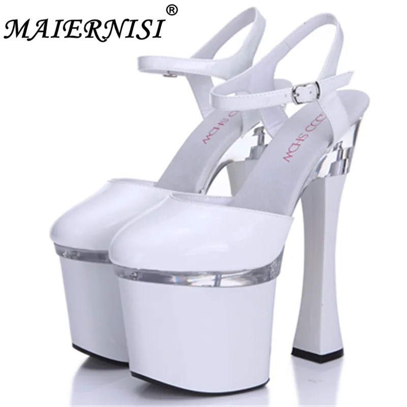 

Multicolor women's shoes cakes European and American sexy ultra high heels 19cm thick with catwalk shows waterproof sandals