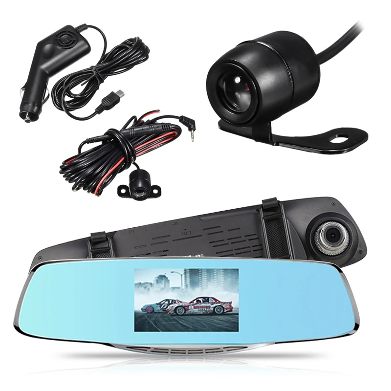 

5" Full HD 1080P Dual Lens Car Rear View Camera Car DVR Dash Cam Camcorder Night Vision 140 Degree Wide Angle G-sensor