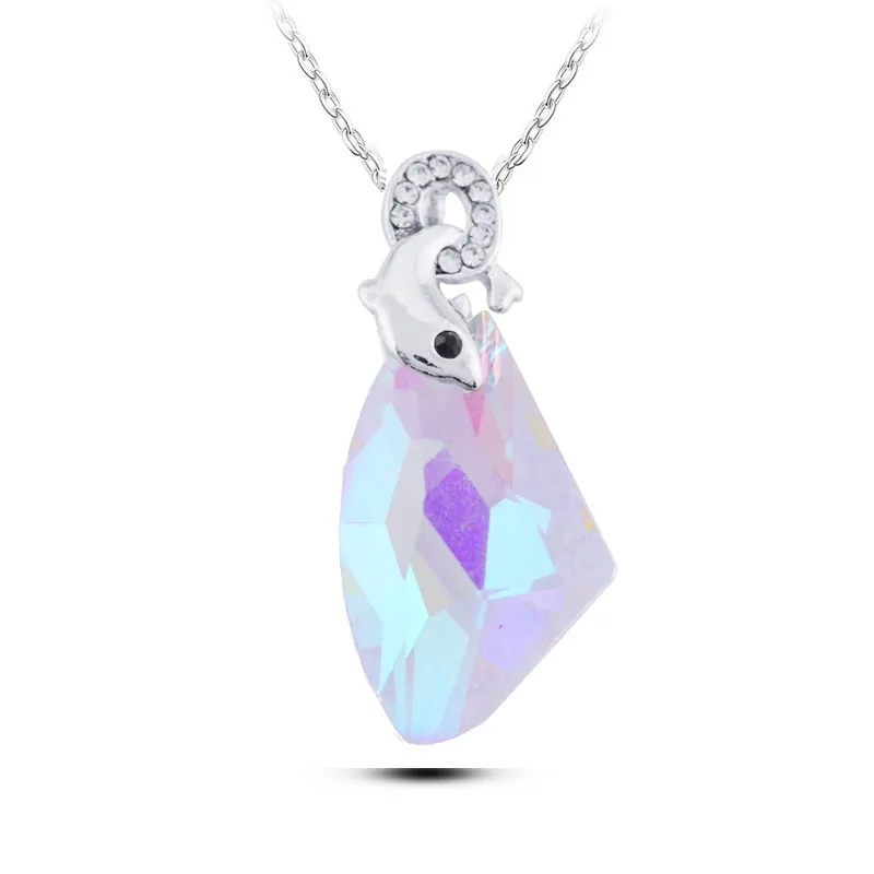 

N123 Austrian Crystal Dolphin Necklace Silver Color Jewelry Allergy Free Fashion Necklaces Women 2017 Ladies Accessories