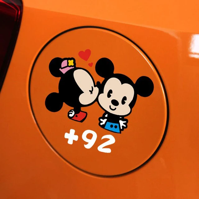 Reflective DIY Car styling Mickey and Minnie Mouse Kiss Fuel Cap