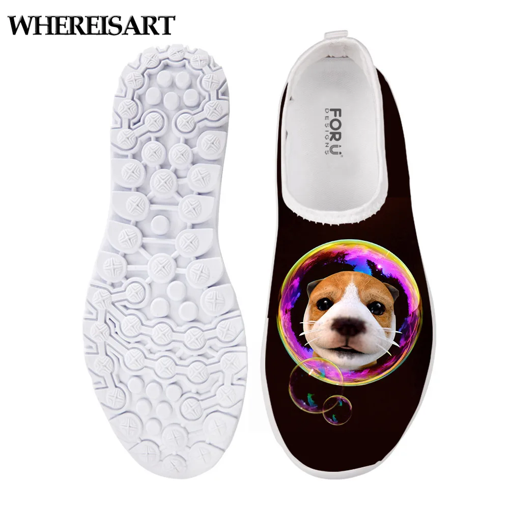 

WHEREISART Cute Pet Chihuahua Dog Pattern Woman Summer Mesh Shoes Casual Lightweight Leisure Shoe for Women Flat Beach Loafers