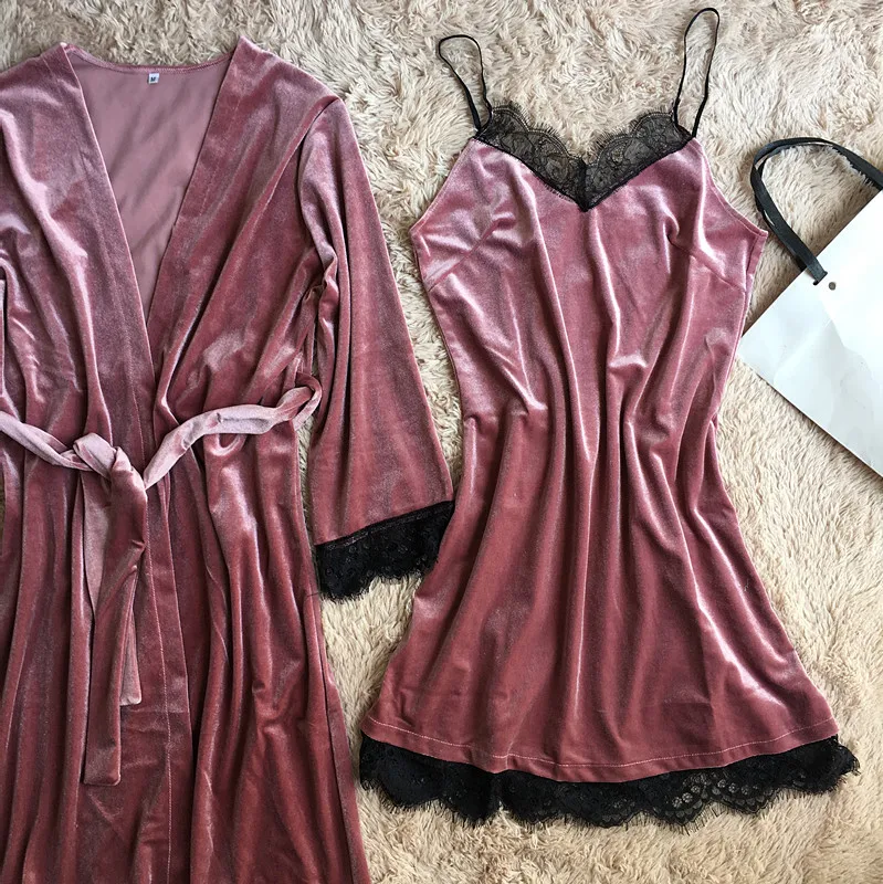 Inplusni женские вечерний комплект с платьем высокого качества ice silk sleepwear 2019 faux silk condole Ночная одежда с поясом два-pice pyjama Набор женское платье