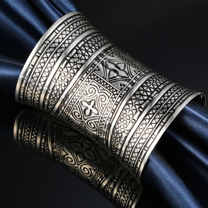 Женский винтажный браслет на руку с открытым концом и цветком|cuff bangle|flower carvingcuff