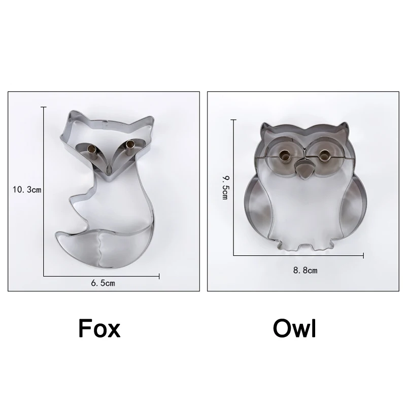 

3D Cartoon Stainless Steel Cookie Cutter Owl Shaped Biscuit Cake Decoration Molds Fruit Chocolate Cutters TT-best