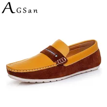 AGSan Men Genuine Leather Penny Loafers Male Luxury Brand Driving Shoes Yellow Blue Classic Shoes