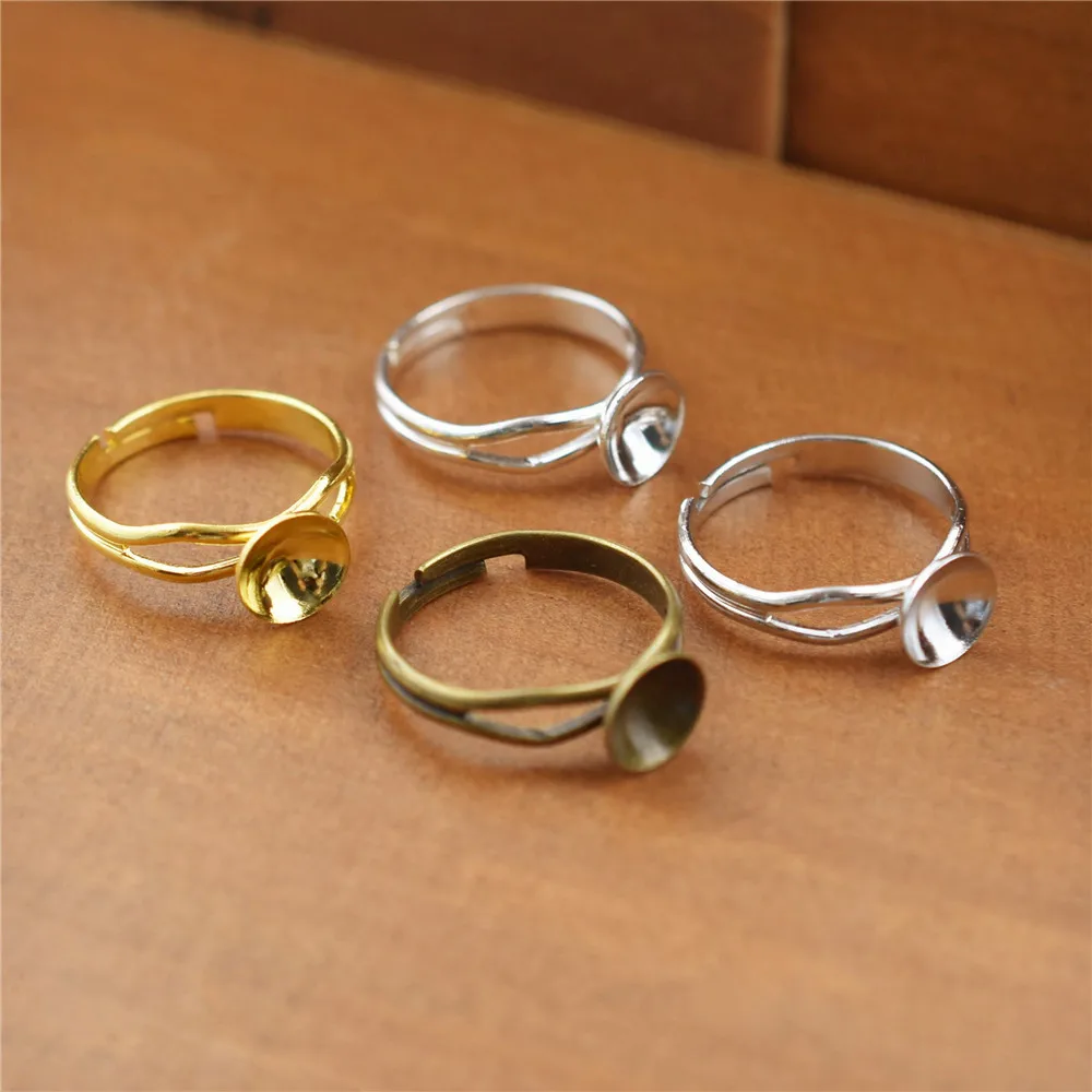 10 шт., регулируемые 8 мм медные кольца, установочная основа для ювелирных изделий, аксессуары, амулеты бронзового золотого серебряного цвета
