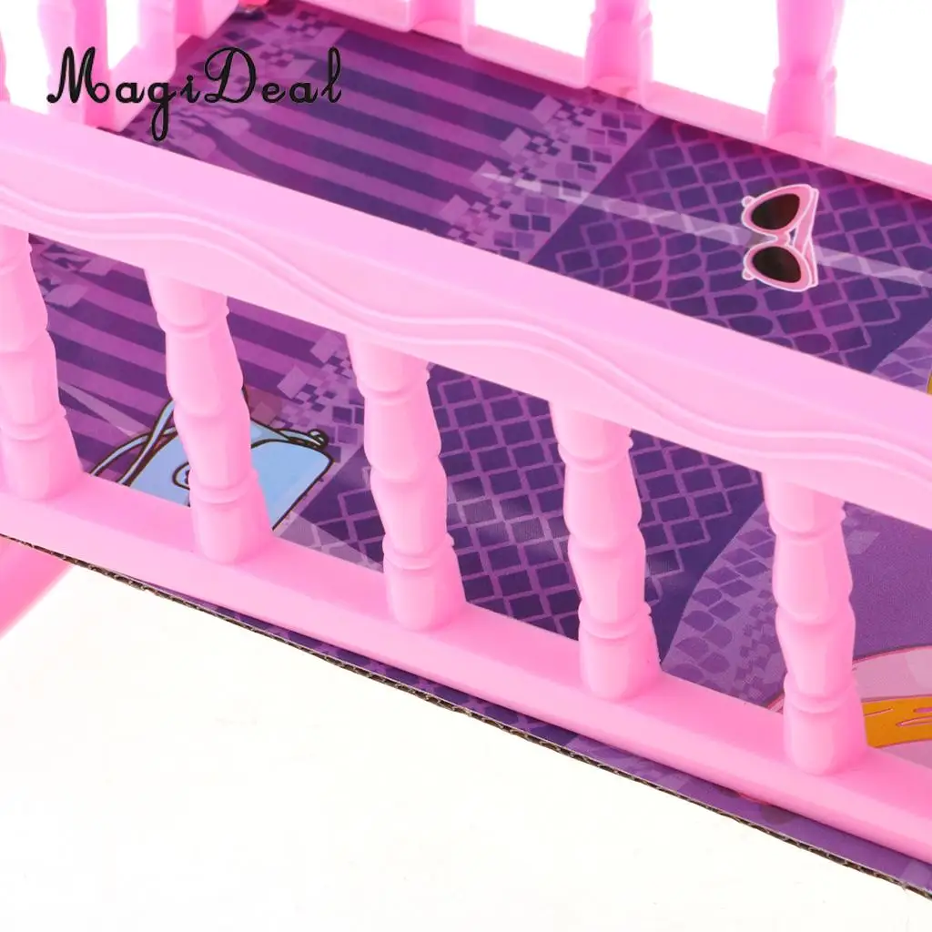 Cute Baby Doll Rocking Bed Bedroom Furniture Accessory for 20cm Dolls Toy Pink