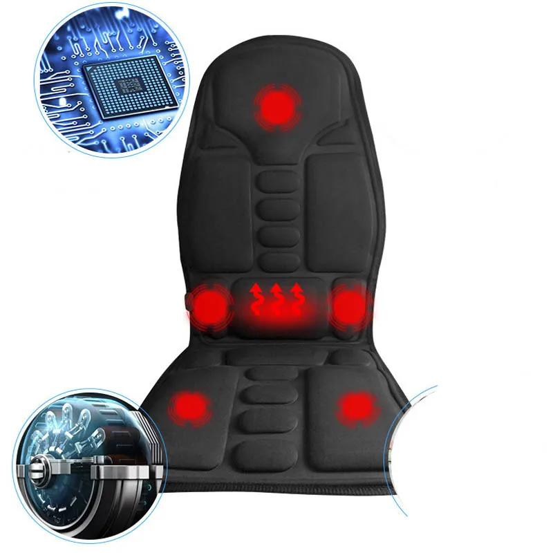 Electric Portable Heating Vibrating Back Massager Cushion for Car Home Office EPM3