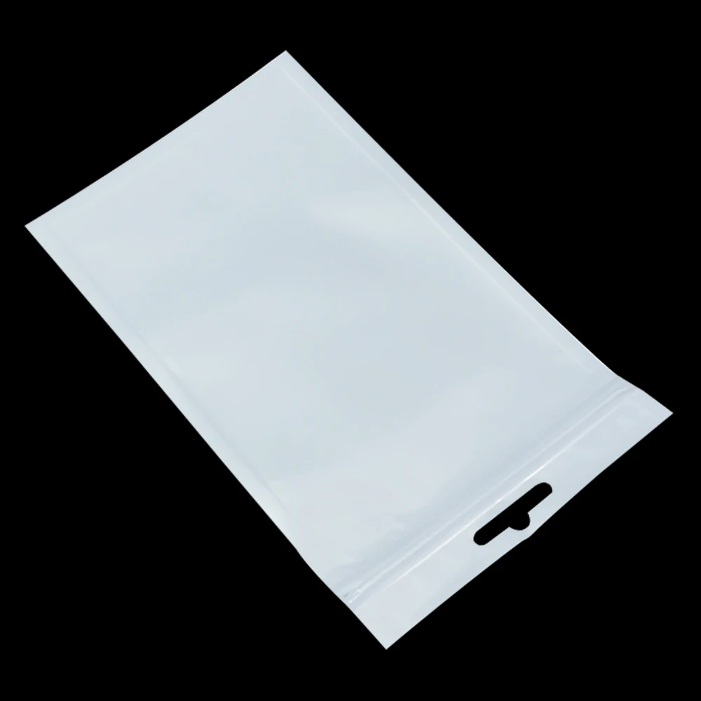 200 шт./лот 10*18 см белый/clear Клапан молнии Пластик Розничная упаковка поли мешок, ziplock сумка розничная хранения с отверстием подвесить