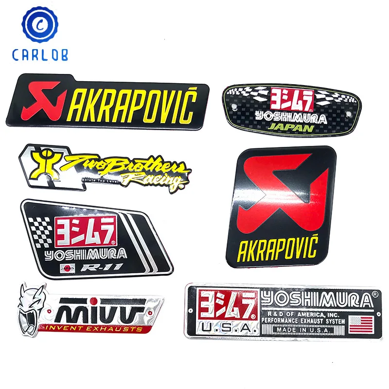 

CARLOB 3D Heat-resistant Aluminum Motorcycle Exhaust Pipe Sticker Cool Personality For Scorpio Yoshimura Emblem Akrapovic Decal