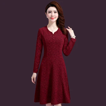 

Autumn Wedding Banquet Women Dress New Style Winter V-neck And Xxxxxl Big Code Designs Retro Elegant Fashion Slim Dresses