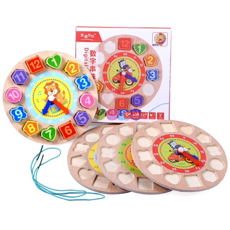 

Montessori Kids Toy Wooden Sorting Clock Game Learning Time Clock Cognition Calendar & Time Learning & Education Preschool Gift