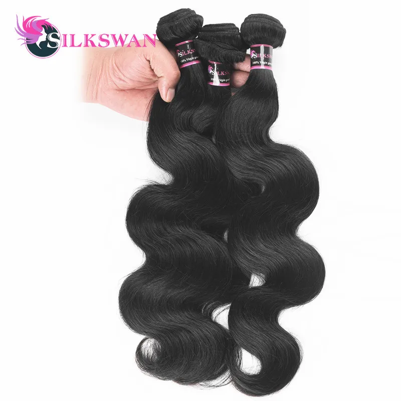 El pelo humano de la onda del cuerpo de la India del pelo Remy del cisne de Silkswan combina los paquetes de la onda del cuerpo de la India 8-30 pulgadas naturales color