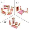 Pink Bathroom Furniture Bunk Bed House Furniture for Dolls Wood Miniature Furniture Wooden Toys for Children Birthday Xmas Gifts ► Photo 2/6