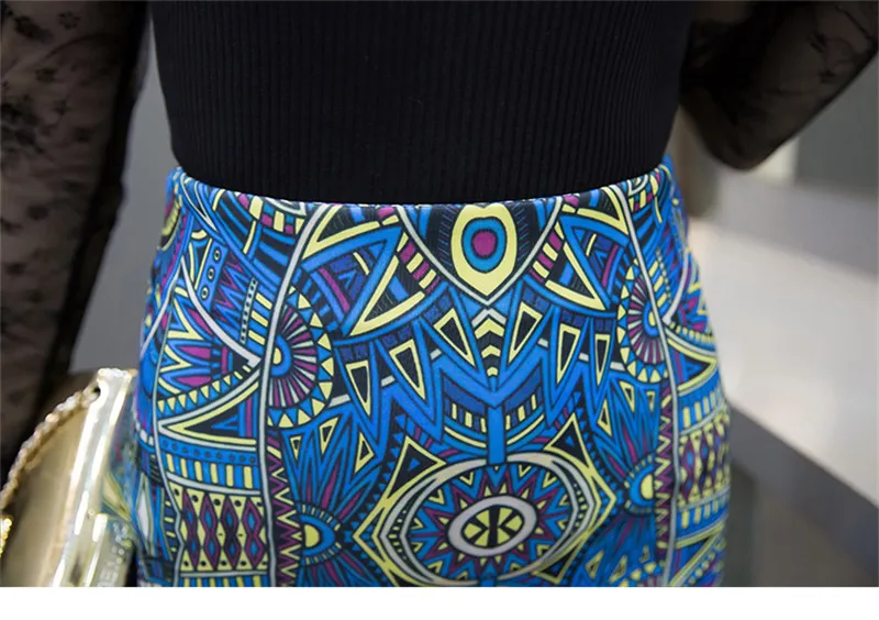 Новинка 2017 года Для женщин Высокая Талия пикантная элегантная юбка карандаш офисные Винтаж печати Тонкий Bodycon Разделение миди юбка saia faldas