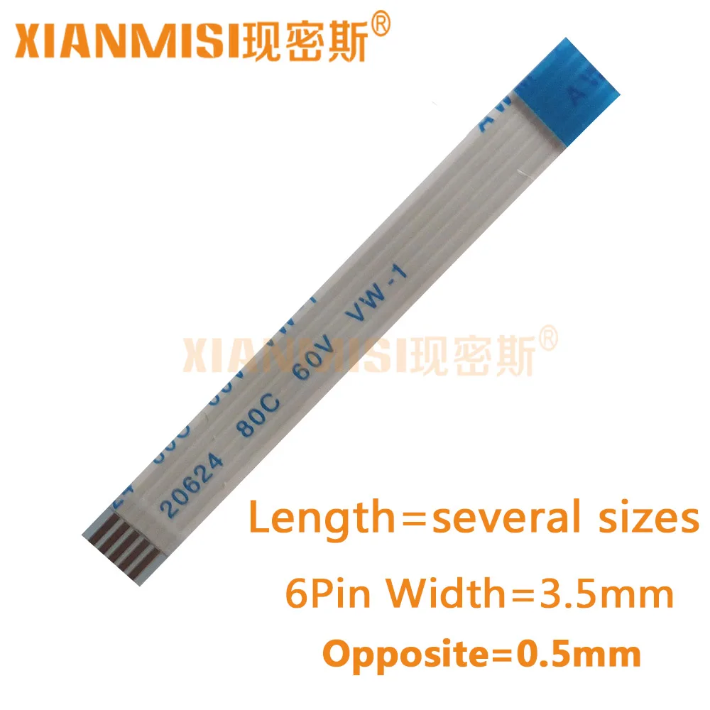 

6Pin Flexible Flat Cable FFC Opposite Side 0.5mm Pitch AWM 20624 80C 60V Length 40cm 45cm 50cm 60cm 80cm 1M 2M 1.5M 3M 5PCS