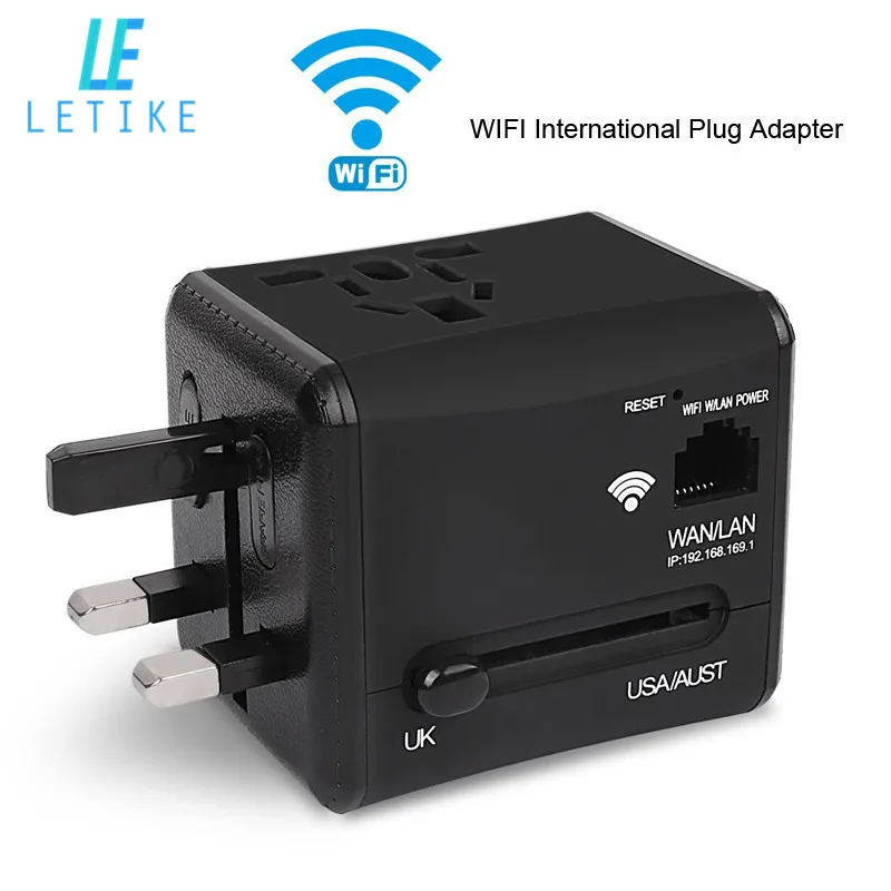 

Letike WiFi International Travel Power Adapter Plug Converter All in One Dual 2.4A USB Universal Wall Charger for UK/EU/AU/Asia