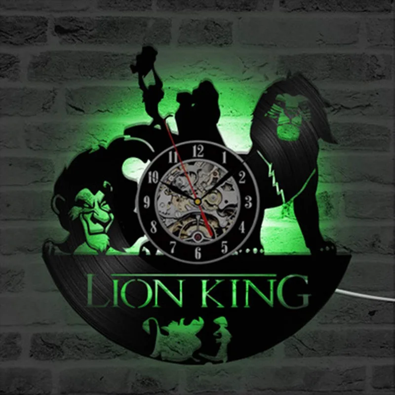 Светодиодный настенные часы The Lion King виниловая запись современный дизайн Deecorative