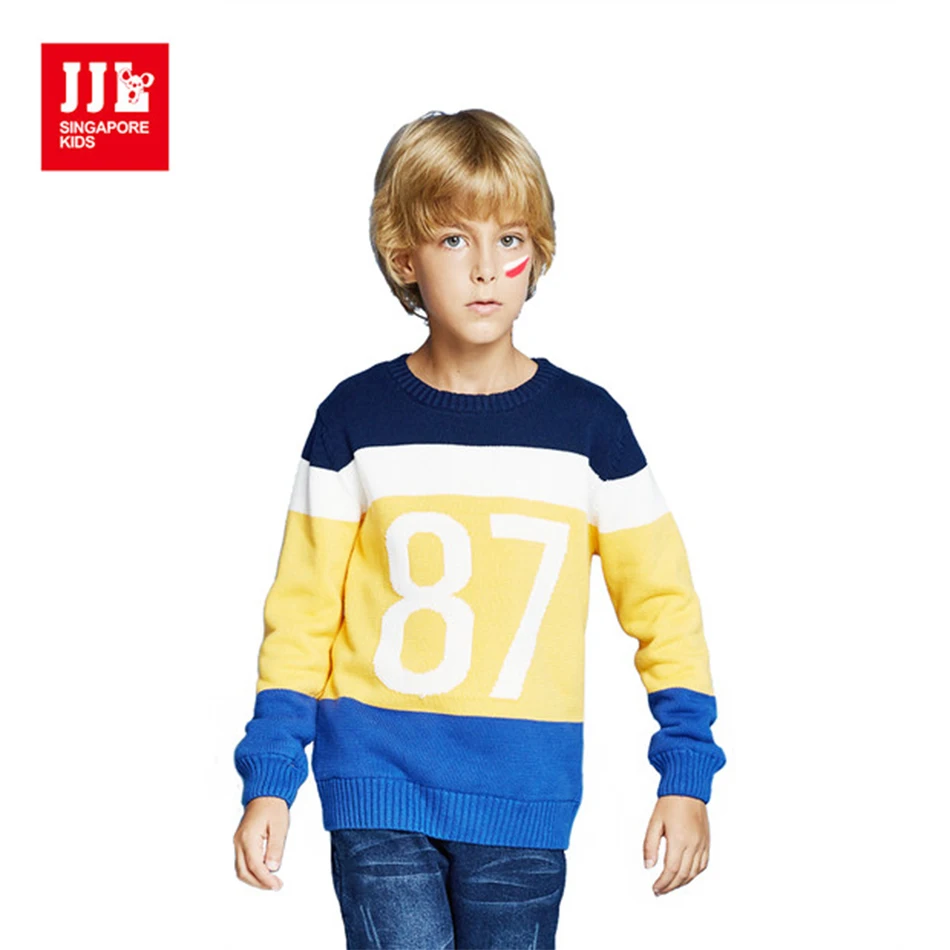 

JJL KIDS Autumn Fashion Casual Sweater For Boy Cotton Thick Kid's Clothes Full Sleeve Children O-Neck Clothing Warm For 7-15year