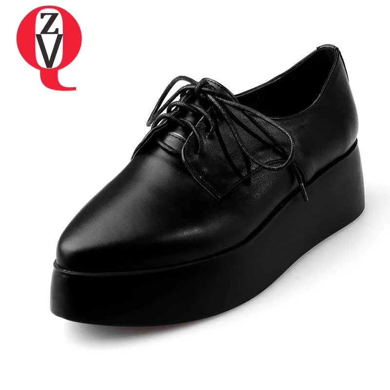 

ZVQ lace-up campus pointed toe concise kitten heels platform spring single shoes movement spell able manual woman pumps