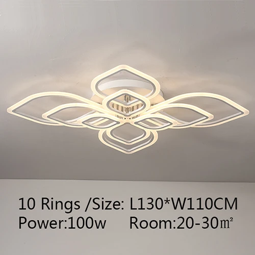 Creative Simple led chandeliers ceiling Modern Chandelier for living room lights Bedroom light fixtures led chandelier lighting - Цвет абажура: 10 Rings L130xW110CM