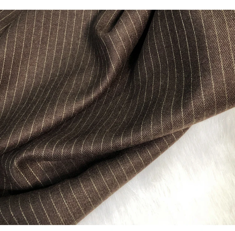 

Worsted wool texture brown wool blended vertical stripe worsted wool fabric suit pants fabric